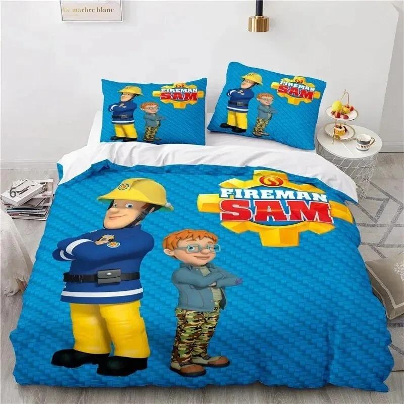 Cartoon Fireman Sam Toys Bedding Collection Duvet Cover Bed Collection Quilt Cover Pillowcase Comforter King Queen Size Boys Adult Bedding Collection