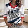 Camiseta de Fan de Fútbol para Mujer de Manga Tres Cuartos para Animación Diurna y Apoyo en el Estadio