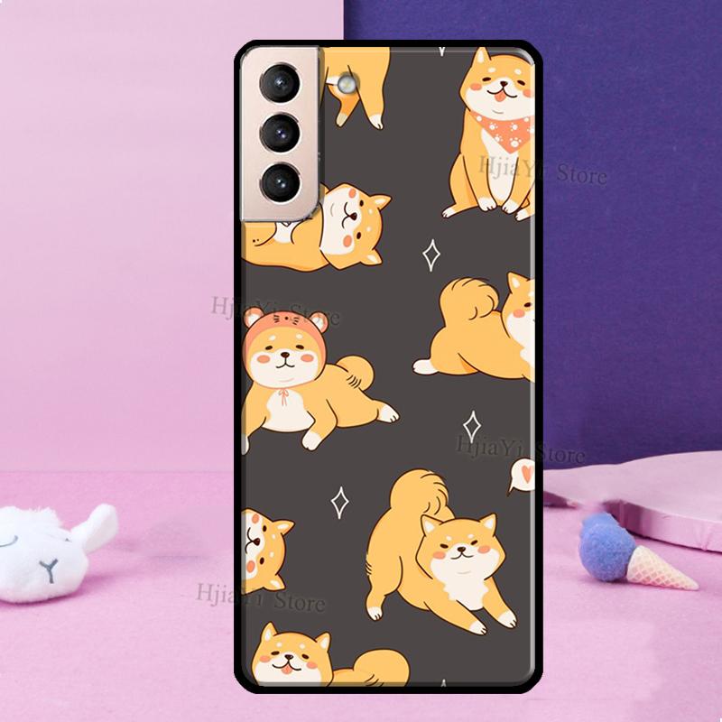 Cute Shiba Inu Phone Case For Samsung Galaxy S21 Ultra S8 S9 S10 S22 Plus Note 10 20 Ultra S20 FE Cover