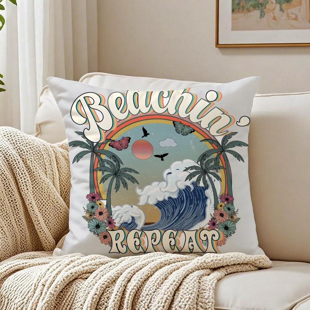 American Classic Beach Style Cushion Cover Pillowcase Antidustmite Living Room Sofa Decor Cushion Room