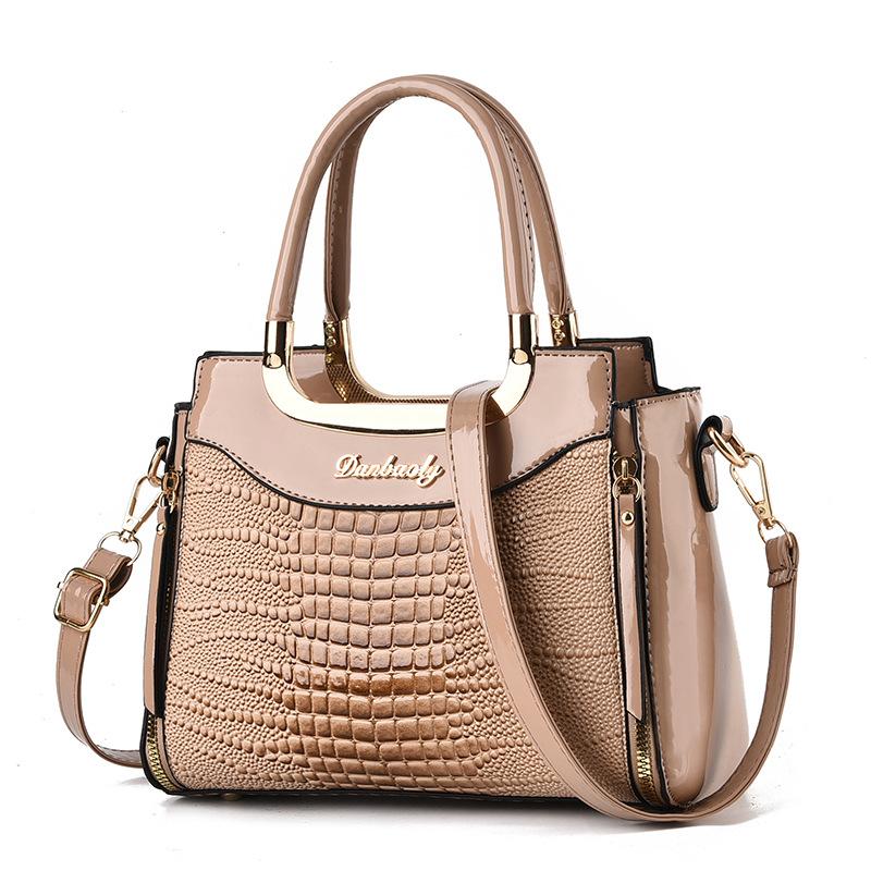 Women Bags Designer Luxury Patent Leather Shoulder Sac Crocodile Pattern Handbags Purses Ladies Crossbody Bucket Sac A Main