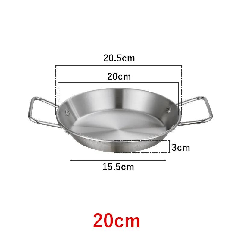Stainless Steel Cooking Pot Frying Pan thickening with Double Handle Snack Plate Food Storage Tray Kitchen Tools