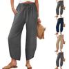 Women Elastic High Waist Pant Casual Fit Wide Leg Long Pants Trousers With Pockets