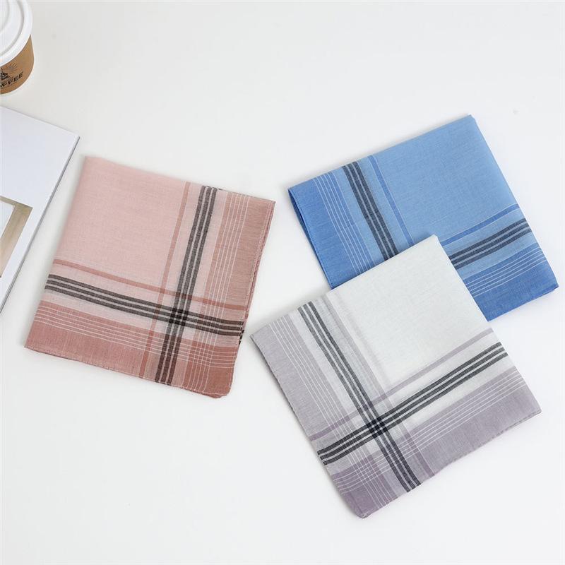 Men's Classic Plaid Polyester Handkerchief for Seniors