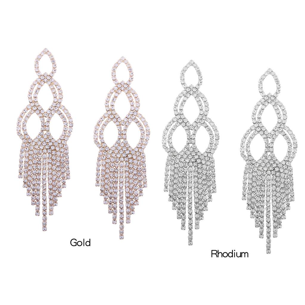 1 Pair Women Girls' Gift Shimmer Rhinestone Tassels Dangle Earrings Eardrop Ear Studs