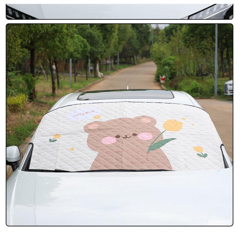 Cartoon Print Thickened Car Front Windshield Snow Cover Anti Frost Snow Protector