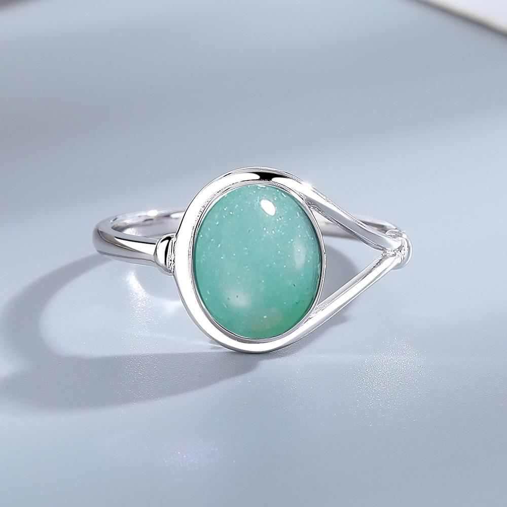 Dainty Natural Moonstone Ring 8*10MM Round Amethyst Agate Stone Vintage Silver Jewelry Ring For Women Party Anniversary Gifts