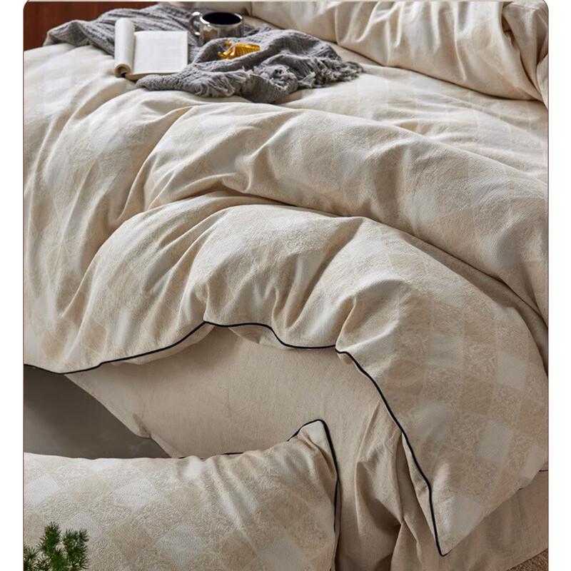 Lilang Roman Grid Duvet Cover Bedsheet Set