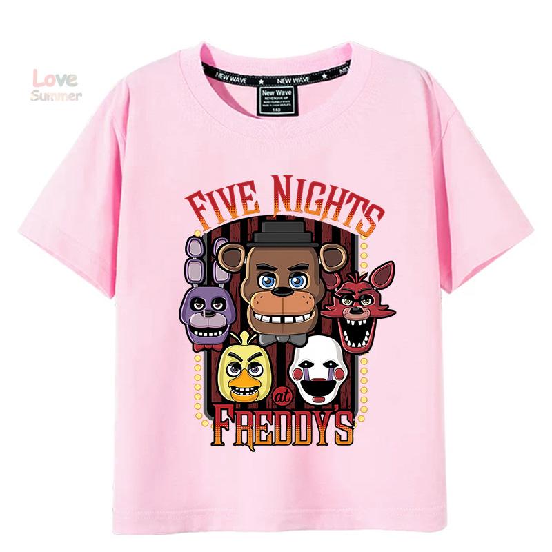 T-Shirt 4 To 14 Years FNAF At Freddys T Shirts for Children Humor T-Shirt Crewneck Tees Boys Girls Short Sleeve Tops