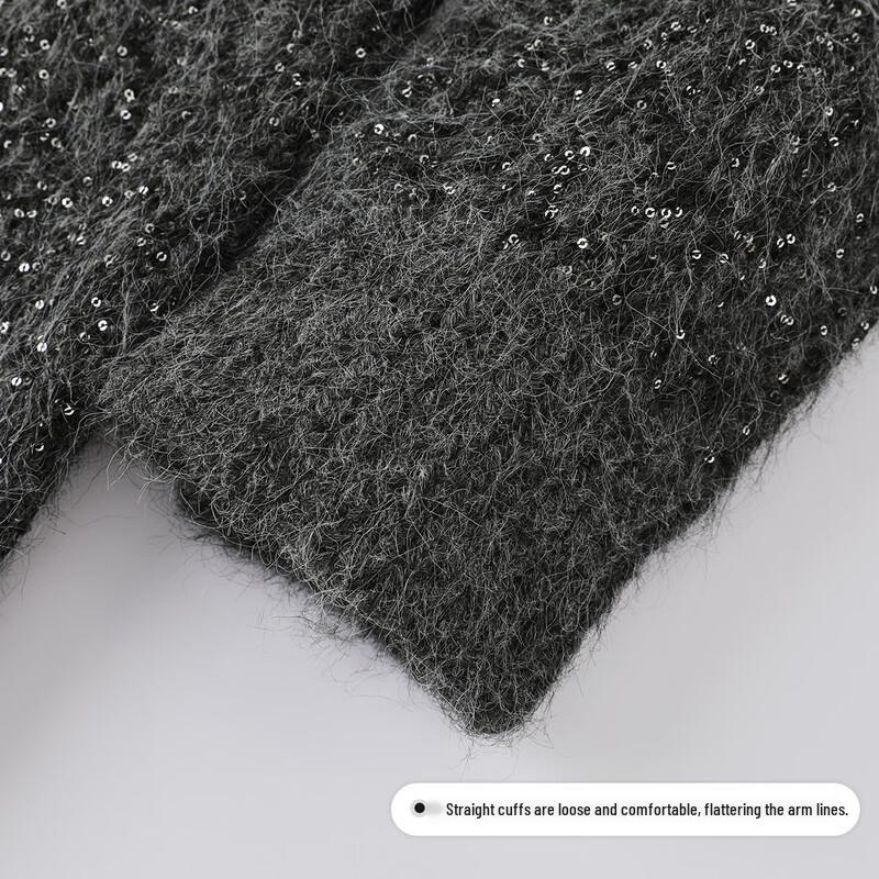 FivePlus Women's V-Neck Sequin Knit Alpaca Blend Cardigan