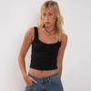 Women's Lace Trim Bow Detail Ribbed Tank Top Y2K Slim Fit Sleeveless Camisole Basic Cami Top