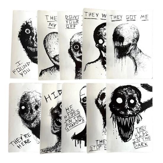 10 Sheets Horror Sketch Stickers Waterproof Vinyl Decals for Laptop Water Bottle Skateboard Halloween Spooky Decor for Teens Adults