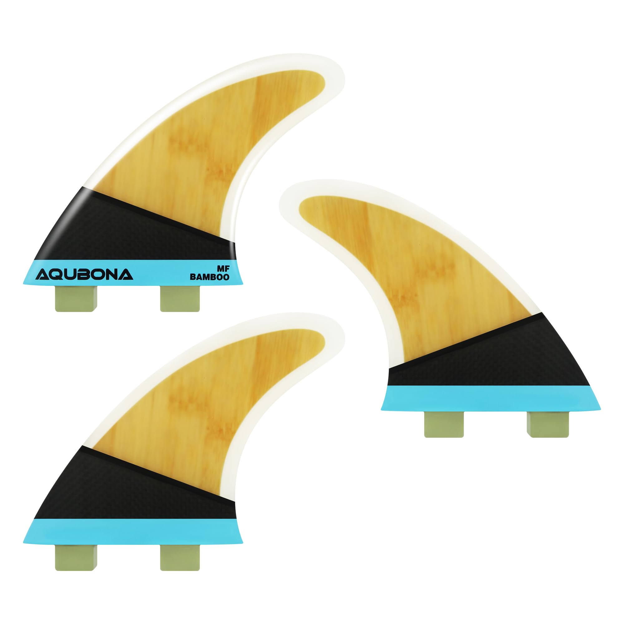 

Bamboo Fiberglass Surfboard Fins, 3-Fin Set, Shortboard Accessories, MF Size, Single Twin Tabs (F 1 Bamboo)
