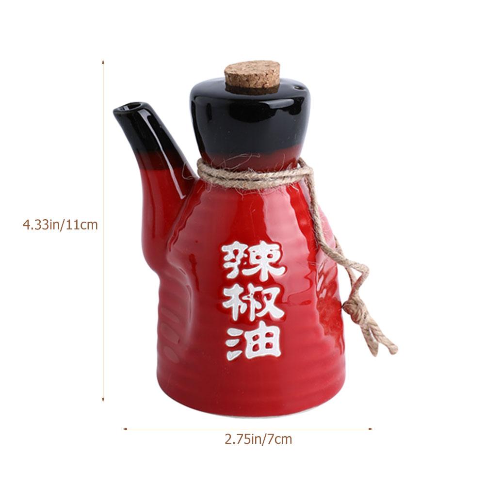 Ceramic Soy Sauce Bottle Japanese Style Oil Pot Container Home Seasoning Kitchen Wood