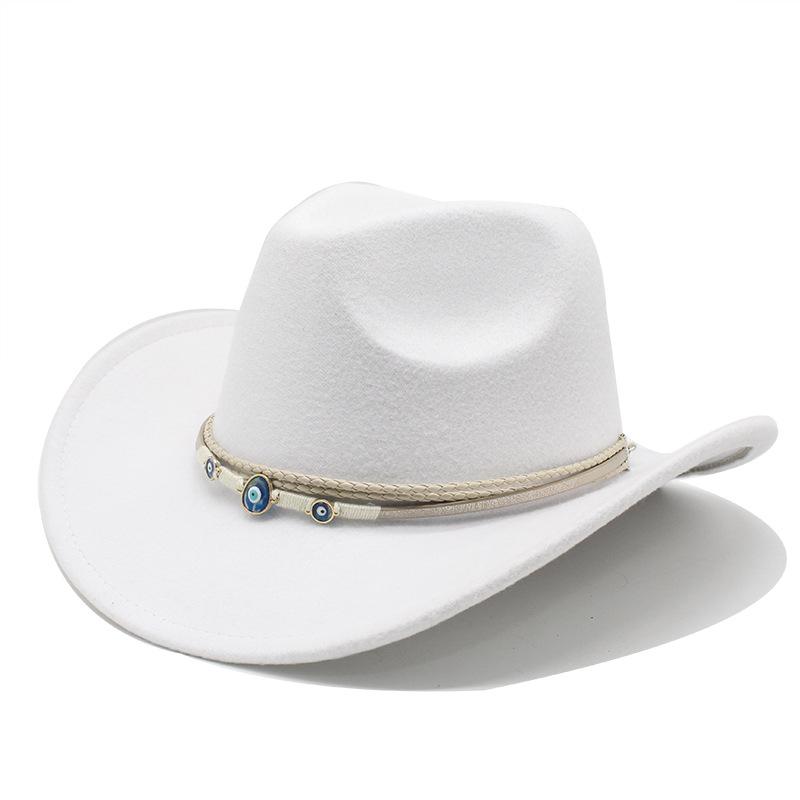 

Верблюжий Осенне-Зимний Мужской Женский Семейный Ковбойская Шляпа в Западном Стиле Широкополая Солнцезащитная Шляпа белый