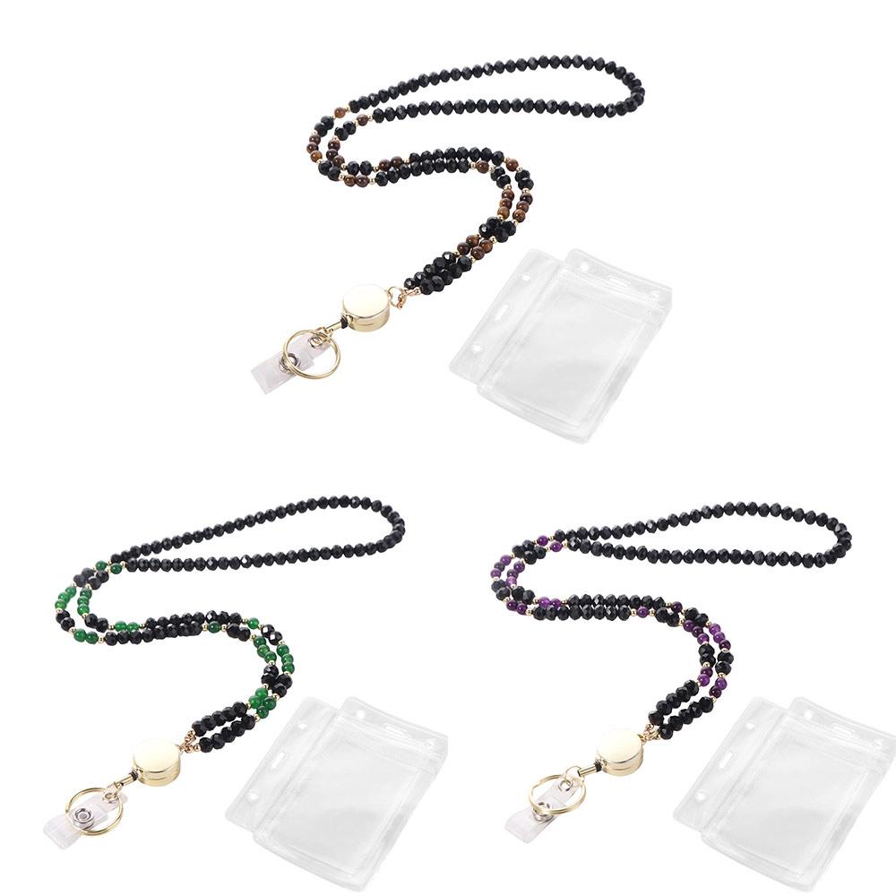 Natural Women's Lanyard Necklace Fashion Key Lanyard Badge Card Holder Key Chain