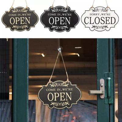 OPEN/CLOSED Sign Wooden Double-sided Shop Window Sign Hanging Open Closed Sign