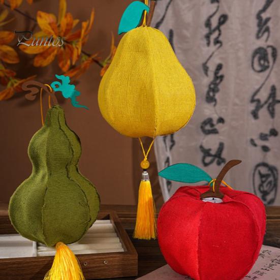 Glowing Lantern Decor DIY Cloth Fruit Kit, Pear Persimmon Gourd Material Set Crafts, Handmade Assembly Toy for Mid-Autumn Festival Decorative Hanging