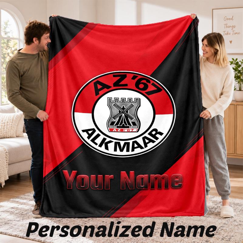 AZ Alkmaar Personalized Flannel Blanket Custom Name Text Soft Throw Blanket Home Decor