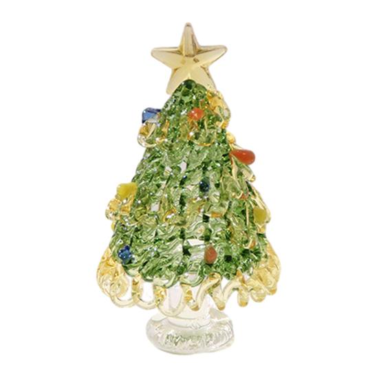 Creative Christmas Gifts for Friends Mini Tree Figurine, Handmade Colored Glaze Tabletop Ornament Unique Holiday Table Centerpiece with Star Top Xmas