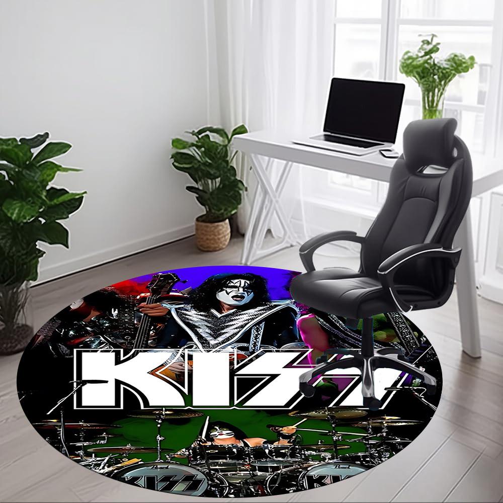 1ks KISS Hudební Kancelářský Kulatý Koberec, Pod Kancelářské Židle Ložnice Obývací Pokoj Domácí Dekorace a1016285