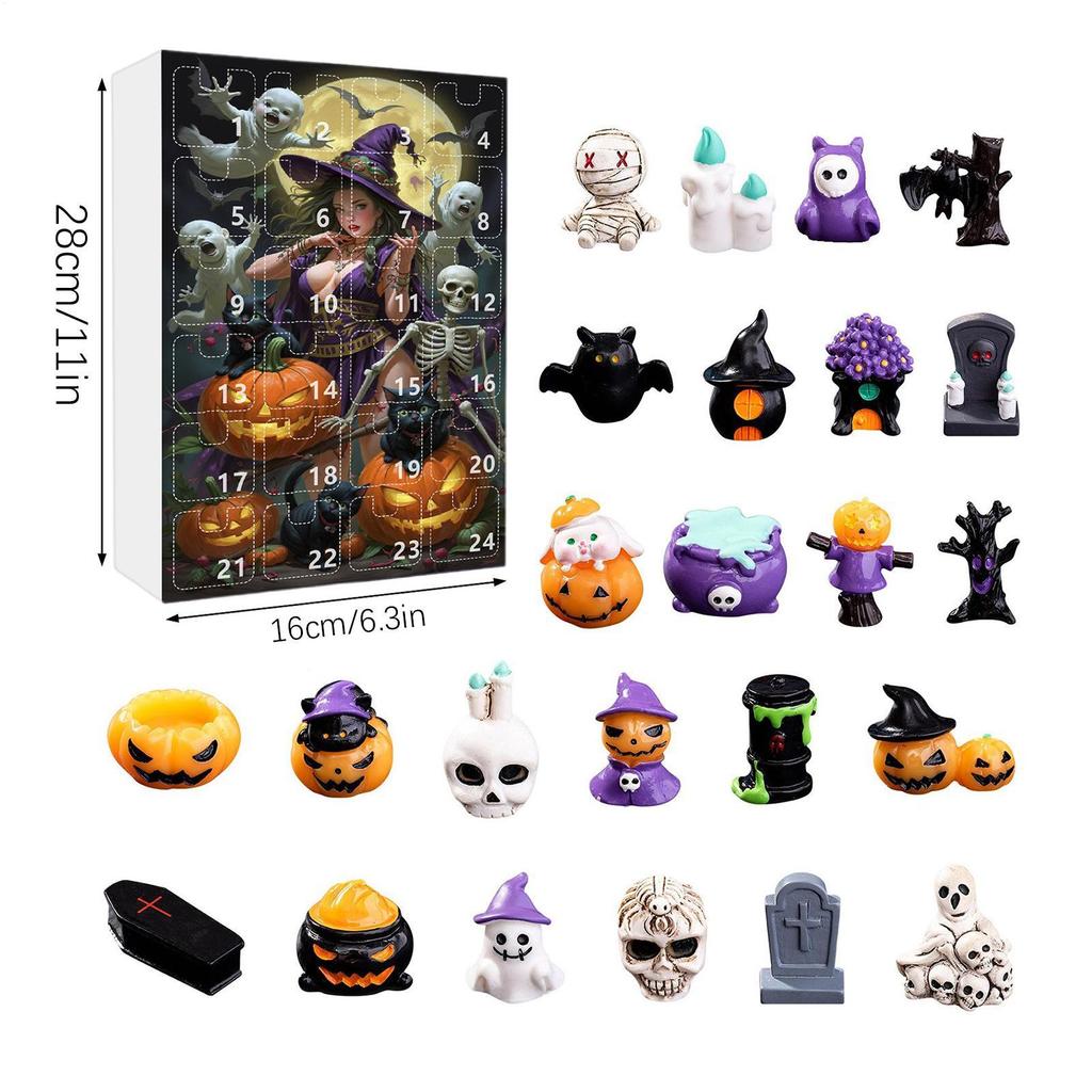 Horror Figurine Countdown Calendar Resin Creepy Sculptures Desktop Ornament 24-day Countdown Calendar Resin Figurines For Shelf