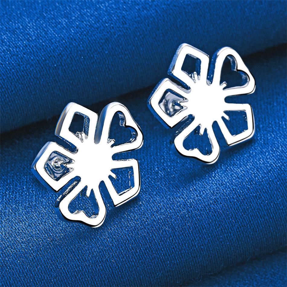 925 Sterling Silver Exquisite Hollow Flower Stud Earrings for Women Fashion Wedding Party Jewelry Charm Gift