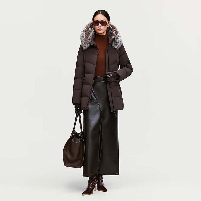 Bosideng B250244722 Belted Fur Collar Goose Down Jacket