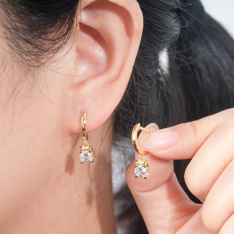 5mm 0.5ct Round Cut Moissanites Earring Delicate Wedding Jewelry 925 Sterling Silver Moissanite Drop Earrings for Women