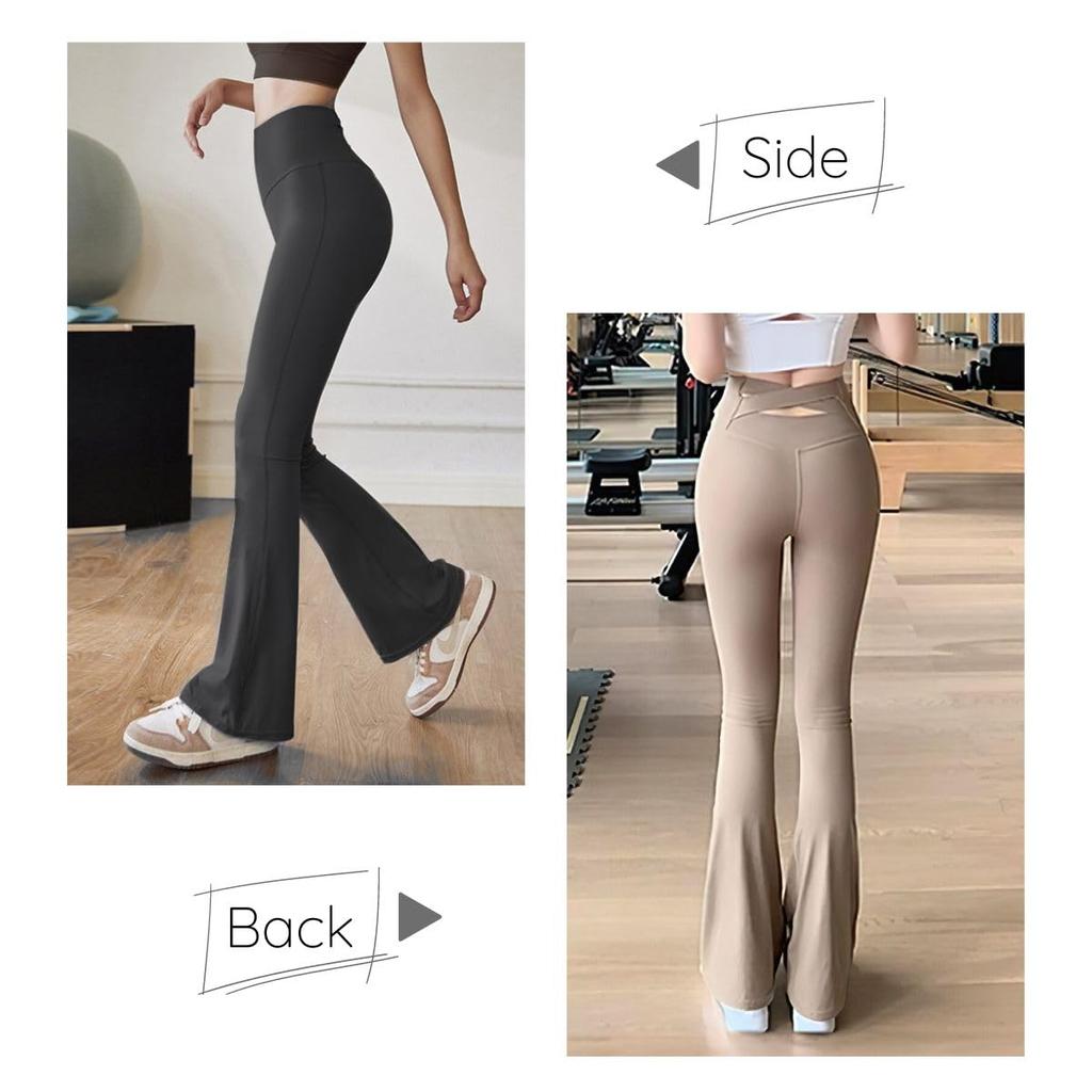 VEROMAN Flared Yoga Slimming Yoga Pants Size Women's Leggings, Pants, (Black, L) ppi-lef043