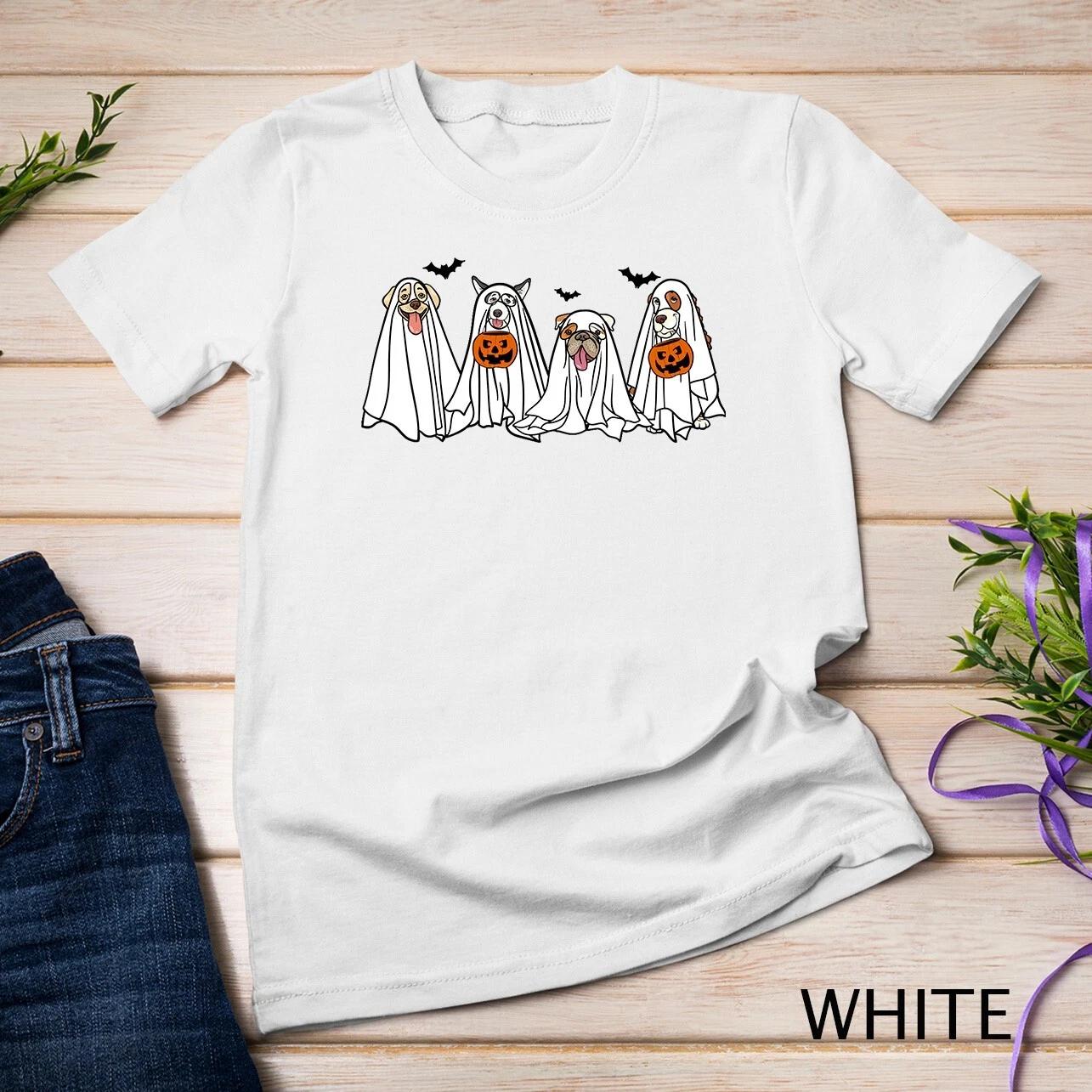 Dog Treat Or Treating Pajamas Jackolantern Ghost Halloween Unisex T-shirt 1 4XL