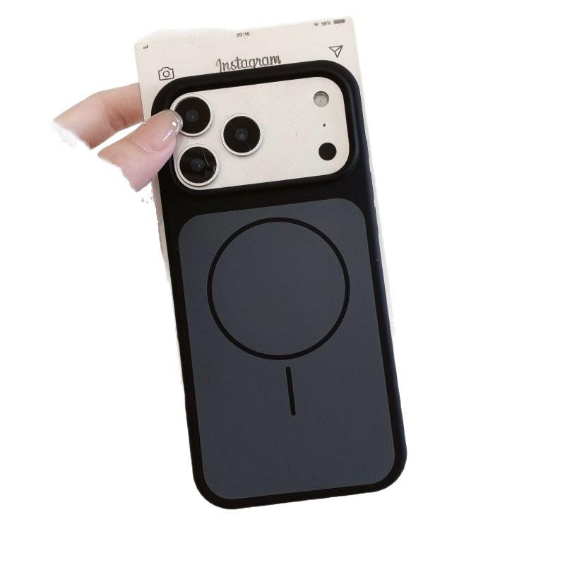 Dual-Color Liquid Silicone Magnetic Ring Case for iPhone 17 Pro Max - Skin-Feel Finish