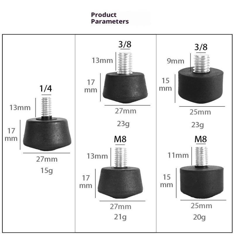 Hot 1Pc Universal Anti-slip Rubber Foot Pad Feet Spike 3/8 Inch 1/4 Inch M8 Photography Accessories For Tripod Monopod