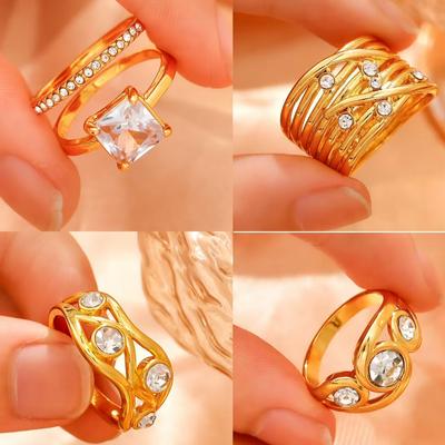 Fashion Diamond-encrusted Women's Ring, Simple Personality and High Sense Women's Wedding Ring Gift