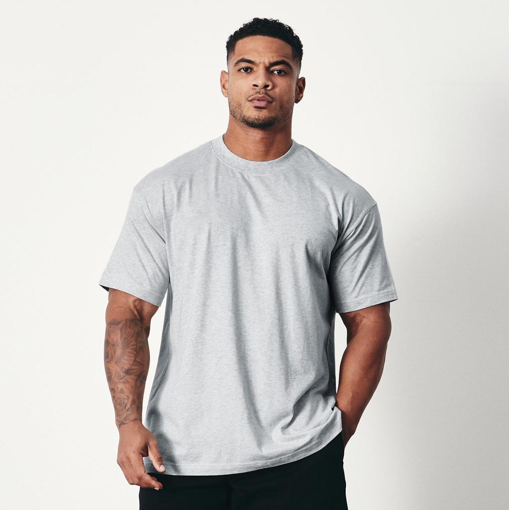 T-shirt de fitness en coton grande taille VQ pour homme - Manches courtes pour la course et les loisirs