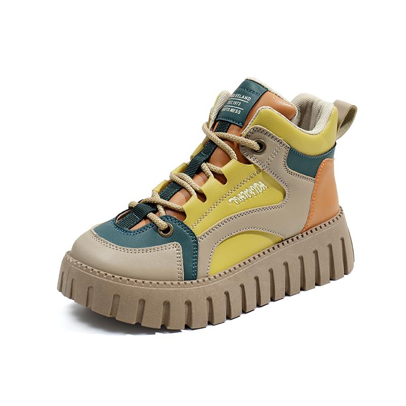 

Модные зимние плюшевые теплые женские кроссовки 2024 года, новый дизайн с цветными блоками, модные и прочные женские повседневные туфли на платформе Zapatos De Mujer 40 жёлтый