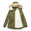 Women's Hooded Plus Velvet Corduroy Coat Ladies Winter Cotton Coat Thickened Mid-length Warm Jacket