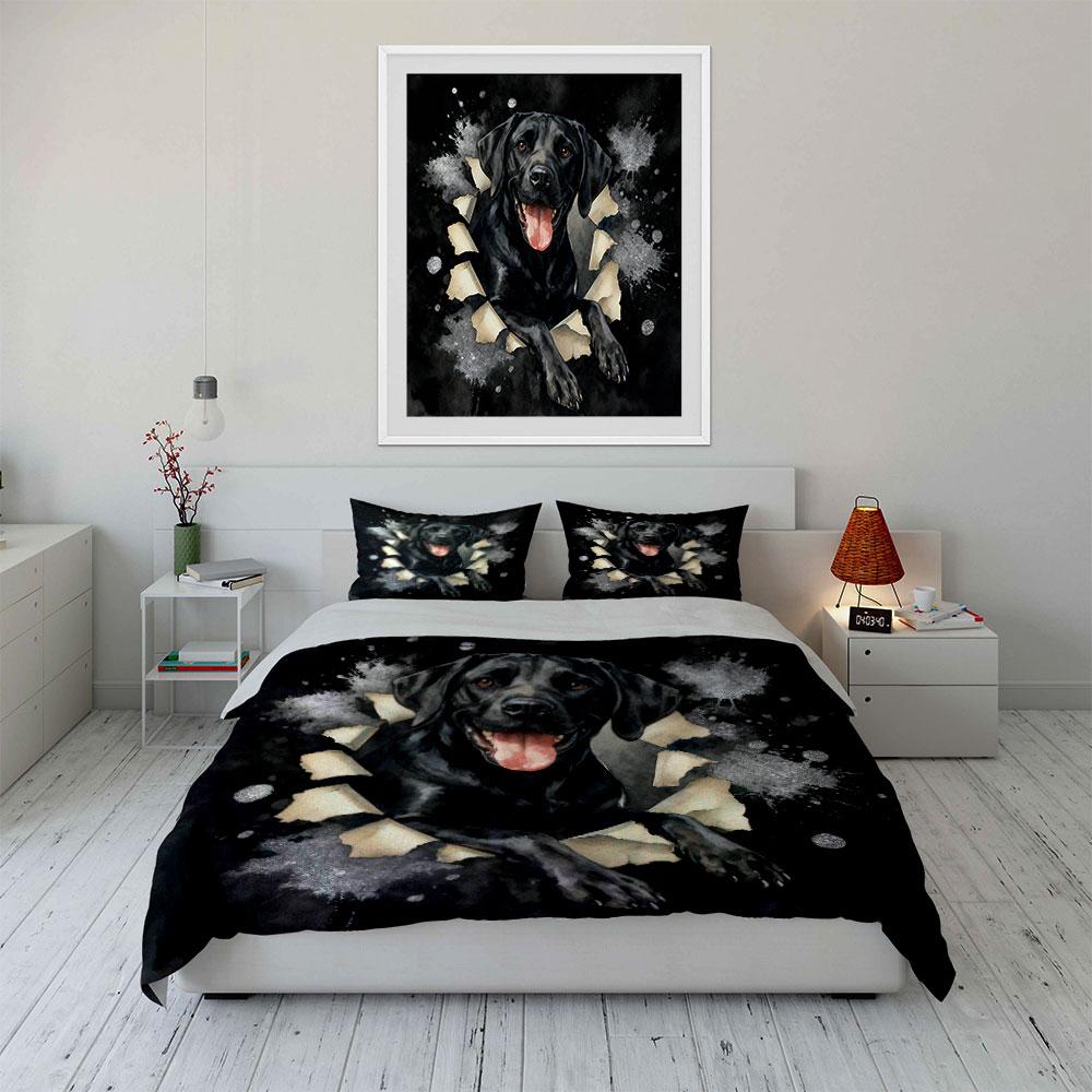 Black Labrador Art Home Decoration Soft Comfortable Duvet Cover Bedding Set Included 1*Duvet Cover & 2*Pillowcases, Gift