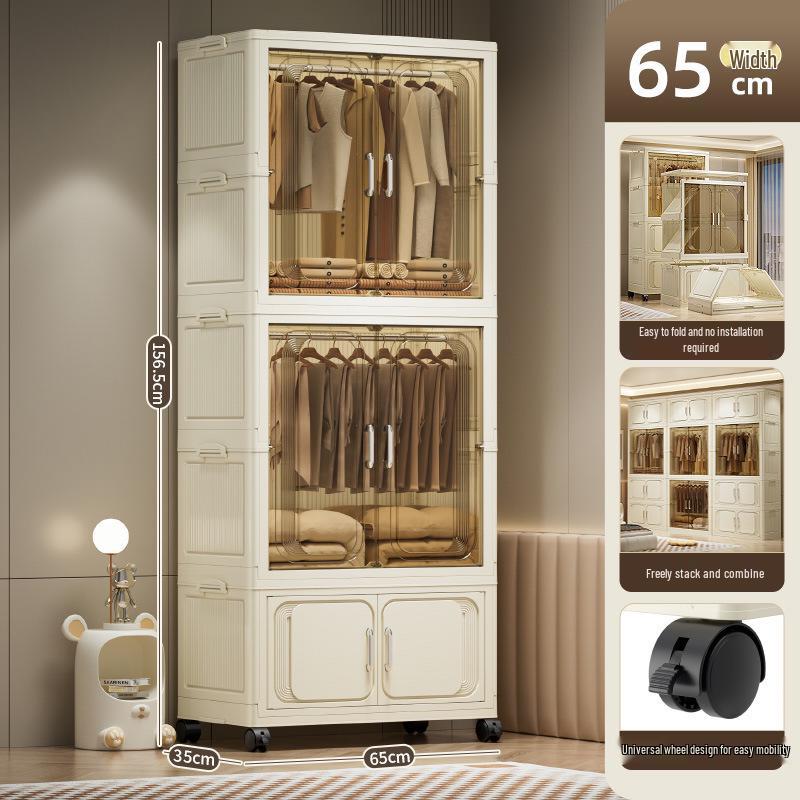 Multi-Layer Foldable Storage Cabinet: Plastic Wardrobe, Shelving Unit, Toy Organizer, Clothes Box
