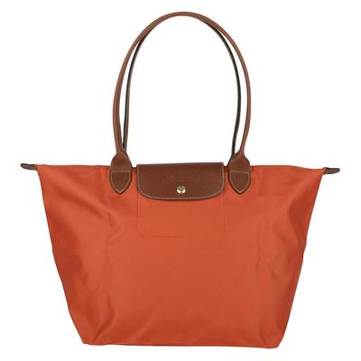 Longchamp Le Pliage Unifarbene Faltbare Tragetasche Mit Lederbesatz Damen Tragetaschen Ziegelrot 1899089P97