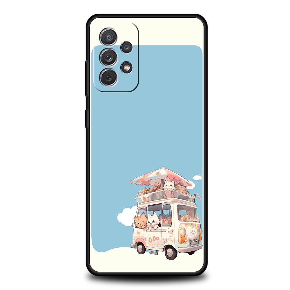 Süßer Cartoon Hund Katze Fahrzeug Hülle für Samsung A57 A37 A51 A71 A21S A17 A15 A25 A41 A23 A33 A53 A73 A07 A05S A13 A35 A55 5G Cover