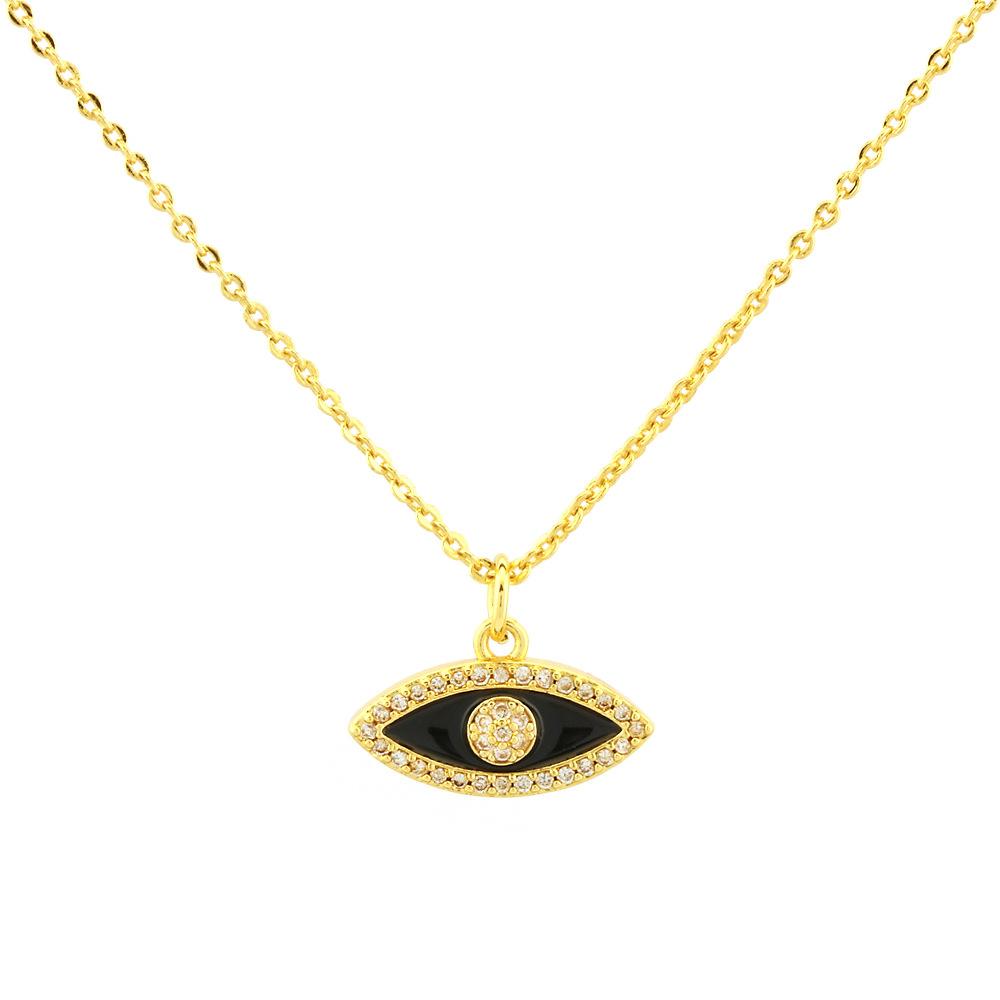 European and American New Creative Turkish Evil Eye Oil Drop Necklace Vintage Simple Elegant Micro Inlaid Evil Eye Collarbone Chain