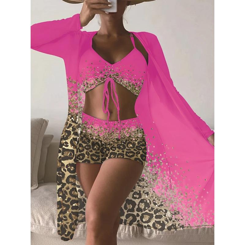 3 Pieces High Waist Bikini 2026 Printed Swimsuit Women & Kimono Swimwear Female Sexy Bather Bathing Swimming Swim Suit Beachwear