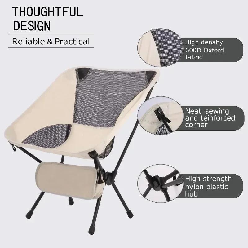 Outdoor Camping Chair Folding Beach Chair Portable Leisure Travel BBQ Fishing Moon Chairs Detachable Picnic Outdoor Furniture
