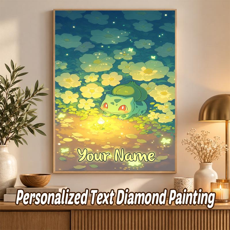 Bulbasaur Custom Name Diamond Painting Personalized 5D Full Drill DIY Diamond Art Home Decor