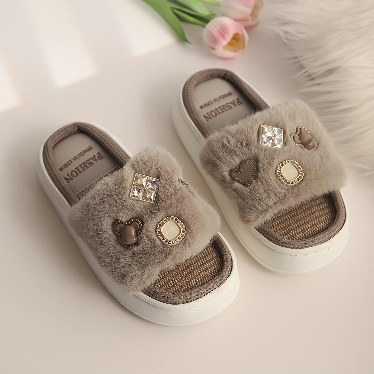 

Women s Thick-soled, Warm and Soft Sole Indoor Slip-on Slippers with Open Toes 36-37 чорний