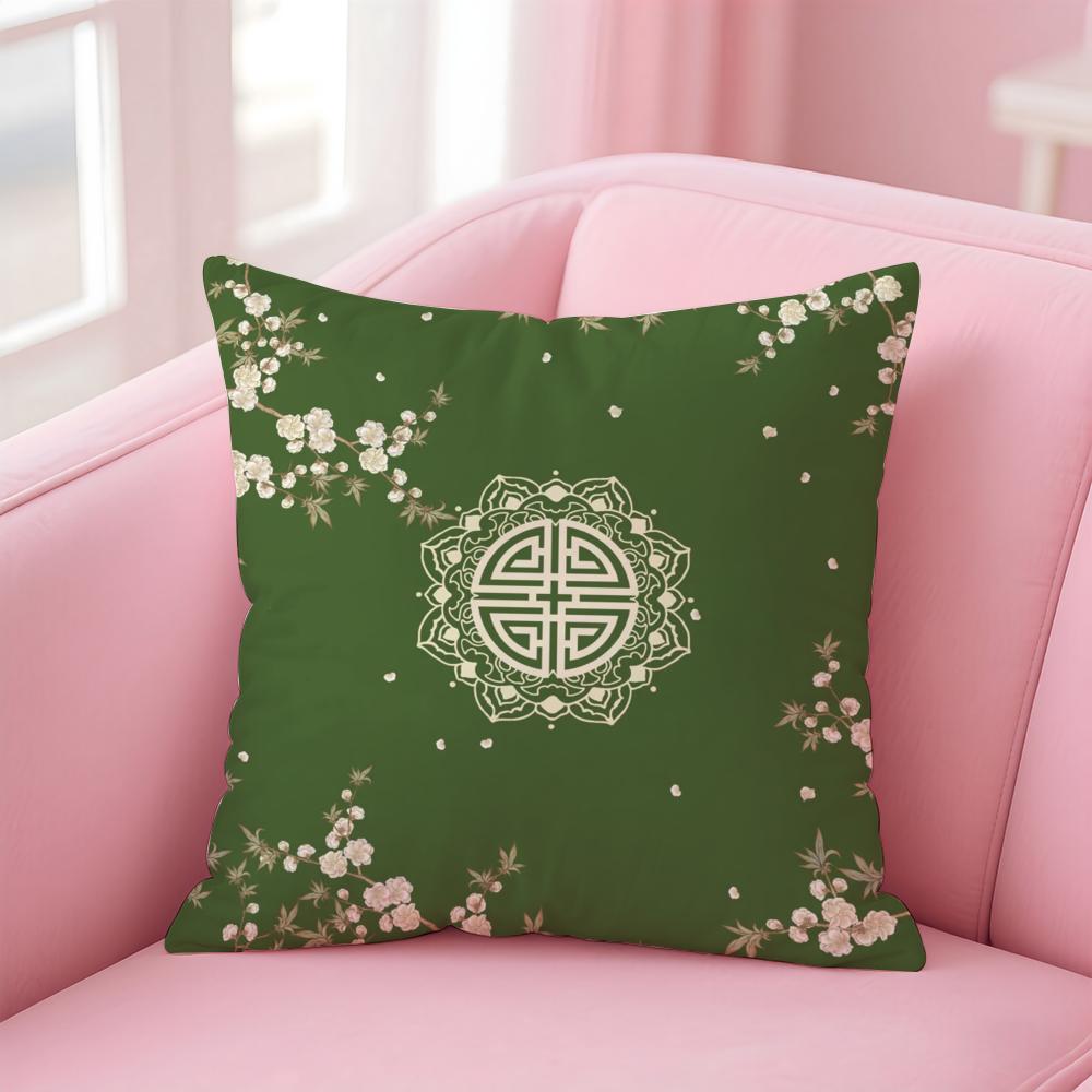 Chinese floral patterns Cushion Cover Pillow Case Soft Friendly Fabric  Concealed Zipper