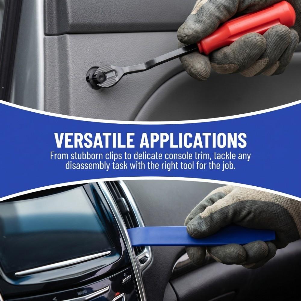 5PCS PP&Carbon Steel Interior Door Panel Removal Set Blue&Red Automotive Interior Trim Pry Set  DIY