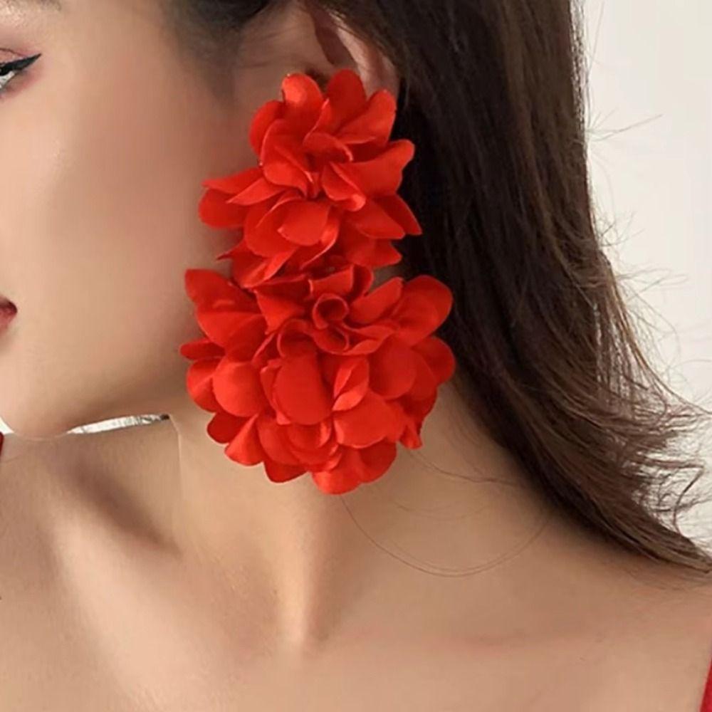 Exaggerated Flower Stud Earrings Vintage Bohemian Dangle Earring Retro Large Flower Earrings  Beach