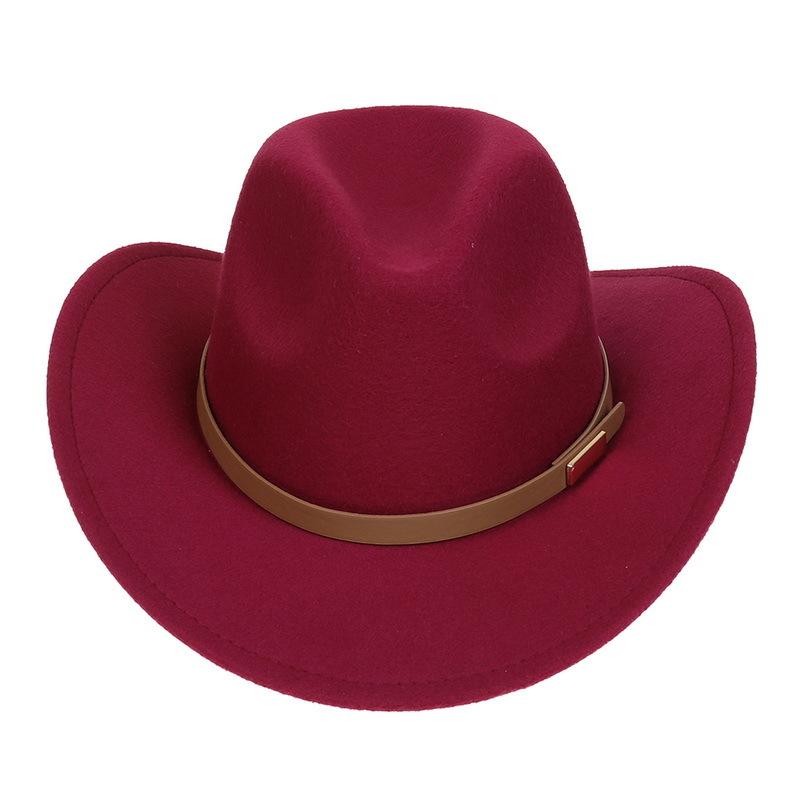 Western Cowboy Top Hat Spring And Autumn New Jazz Hat Big Brim Pentagram Belt Accessories Felt Hat Men And Women